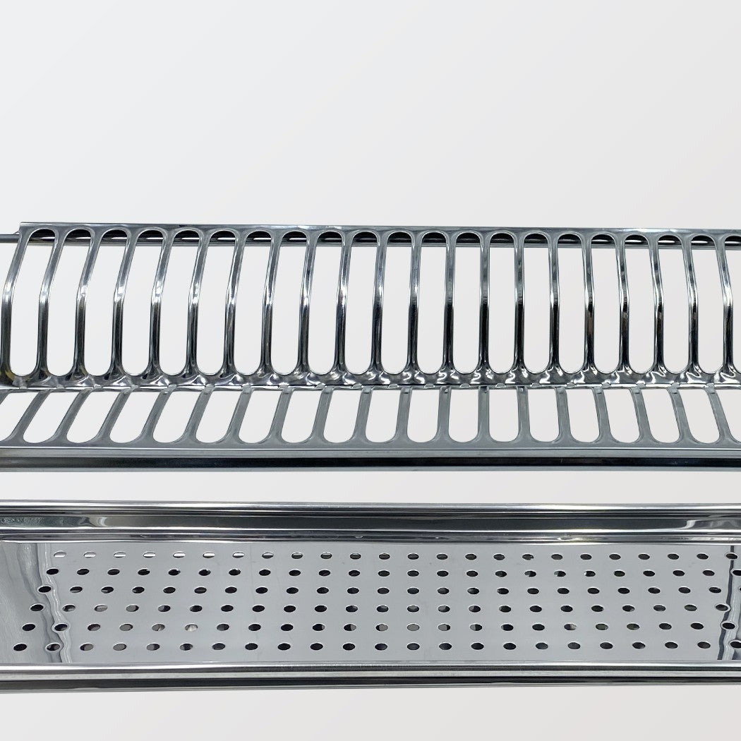 Égouttoir à vaisselle avec plateau et ressort 76 cm en acier inoxydable