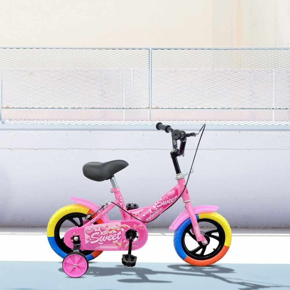 B057 Vélo magique pour enfants taille 12 avec des roues 3-4 ans couleur Rose