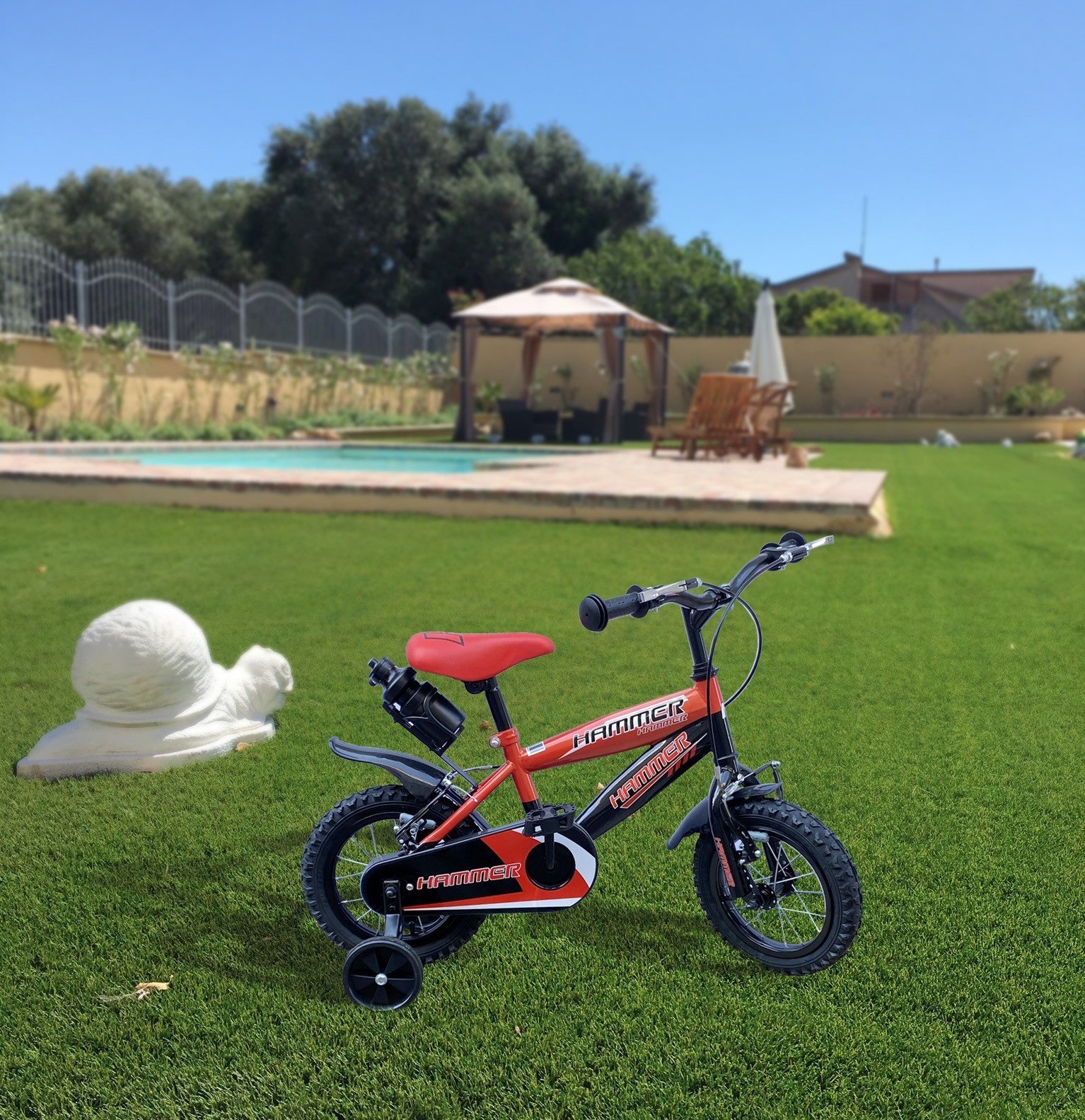 Vélo pour enfants de 4 à 6 ans à cadre en acier de 14”avec bouteille