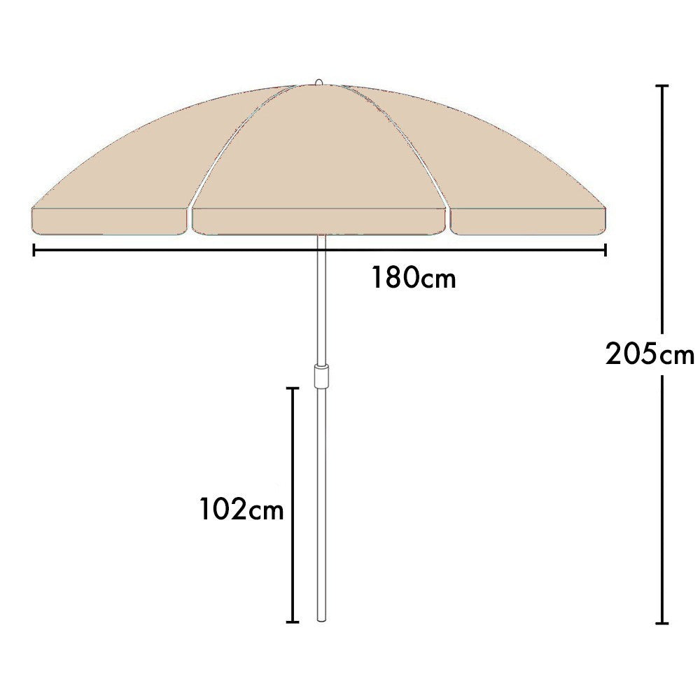 208008 Parasol avec poteau central en métal et en tissu polyester 180cm