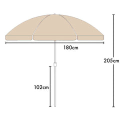 208008 Parasol avec poteau central en métal et en tissu polyester 180cm