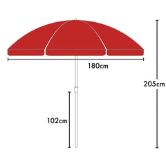 208008 Parasol avec poteau central en métal et en tissu polyester 180cm