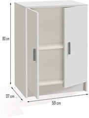 251844 Armoire bas polyvalent avec 2 portes et en bois blanc 59x37x80cm