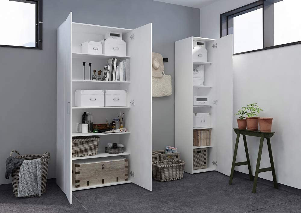240824 Armoire multifonction avec 3 portes et 4 étagères en MDF 109x37x180cm
