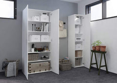 240824 Armoire multifonction avec 3 portes et 4 étagères en MDF 109x37x180cm