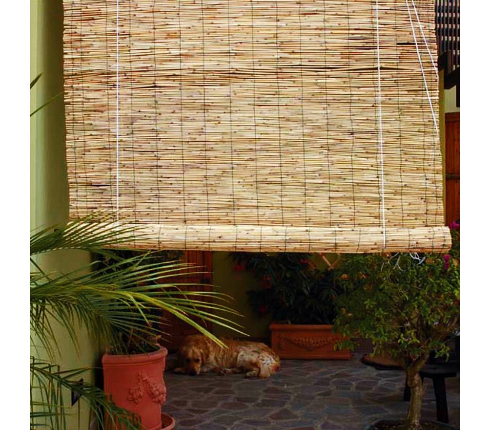 209752 Store en bambou avec poulie résistant aux intempéries 100 x 260 cm