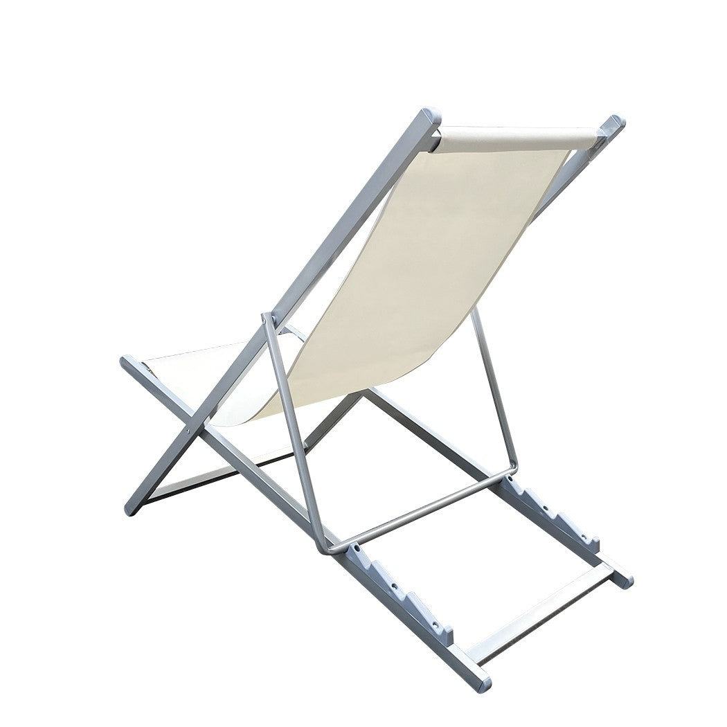 Chaise longue plage MATERA 3 Positions Pliable Structure en Fer et Tissu Oxford