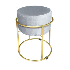 Tabouret Pouf en Velours Doux Design Luxury Structure Métal Couleur Or 44x38