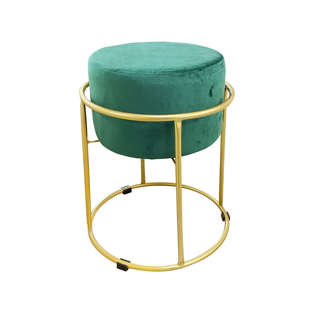 Tabouret Pouf en Velours Doux Design Luxury Structure Métal Couleur Or 44x38