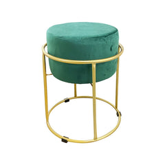 Tabouret Pouf en Velours Doux Design Luxury Structure Métal Couleur Or 44x38