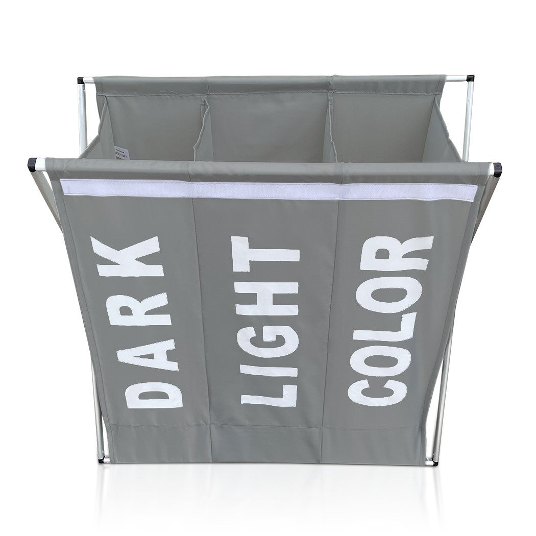 Panier Porte-linge 3 Compartiments Division des Vêtements Clairs Foncés Colorés