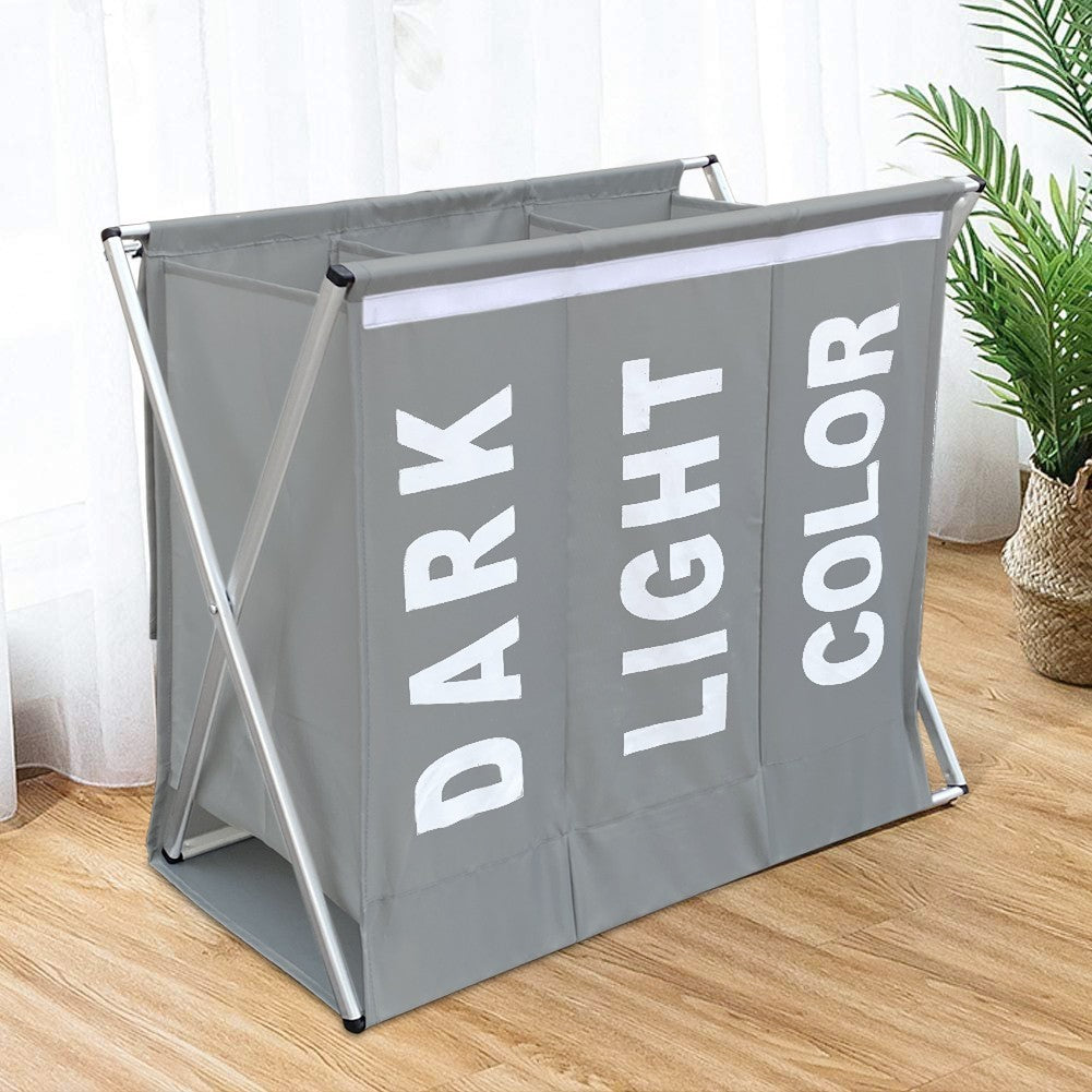 Panier Porte-linge 3 Compartiments Division des Vêtements Clairs Foncés Colorés