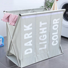 Panier Porte-linge 3 Compartiments Division des Vêtements Clairs Foncés Colorés