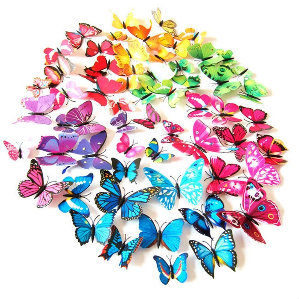 Kit 12 papillons 3D - sticker muraux différente couleur -décoration de la maison