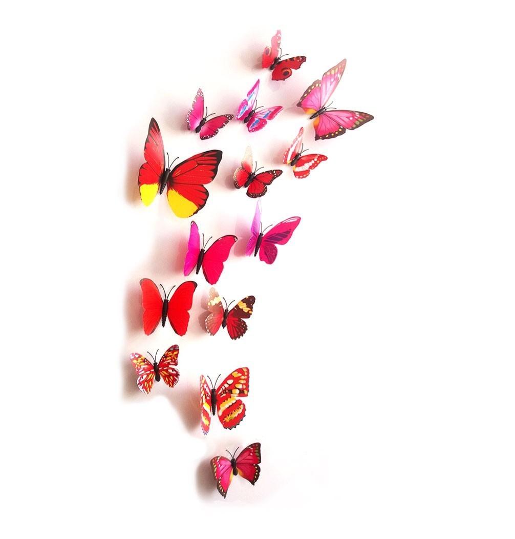Kit 12 papillons 3D - sticker muraux différente couleur -décoration de la maison