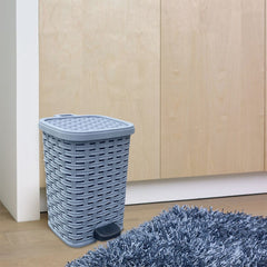 Ensemble 3pcs Accessoires De Bain Rattan 304643 Panier Linge Poubelle Poubelle