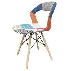 Chaise PARIGI en Patchwork Jambes en Bois Hêtre Structure Métal Souple