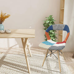 Chaise PARIGI en Patchwork Jambes en Bois Hêtre Structure Métal Souple