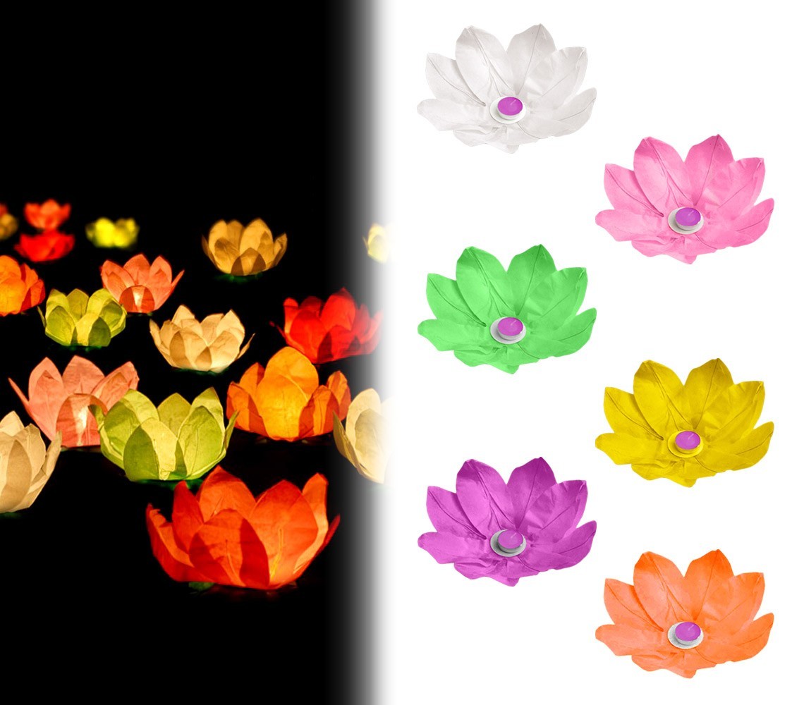 Lanterne fleur de lotus flottante 30 x 30 cm 05237 couleurs assorties
