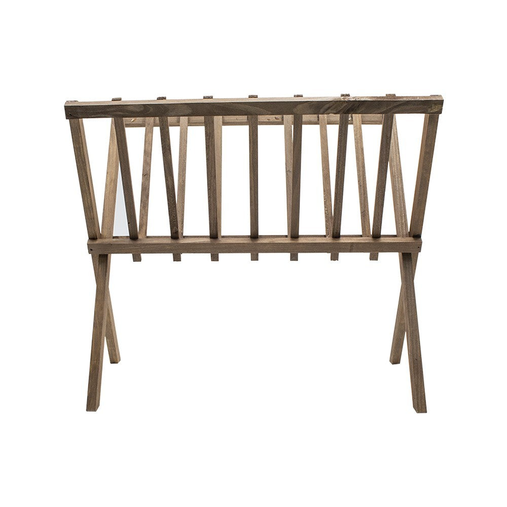 Organisateur porte-magazines au sol en bois foncé refermable 22x38xH33 cm