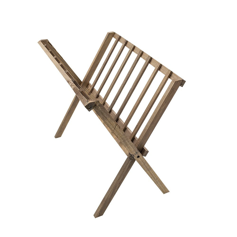 Organisateur porte-magazines au sol en bois foncé refermable 22x38xH33 cm
