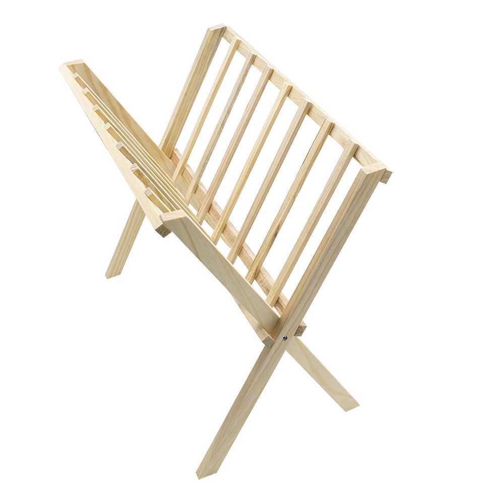 Organisateur porte-magazines au sol en bois clair refermable 22x38xH33 cm