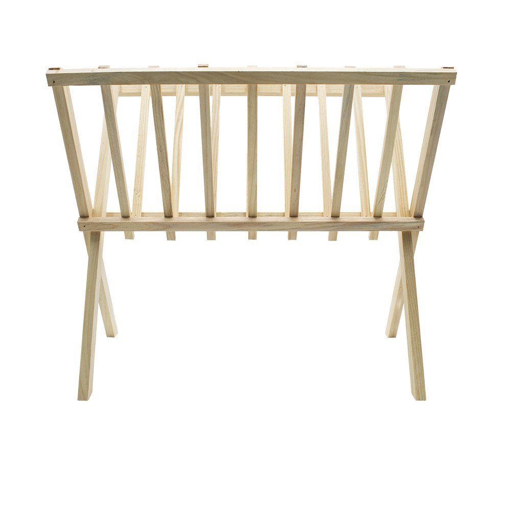 Organisateur porte-magazines au sol en bois clair refermable 22x38xH33 cm