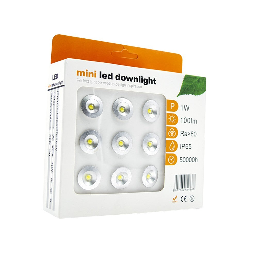 Ensemble de 9 mini projecteurs LED 1W longue durée avec protection IP65