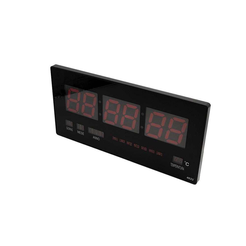 Horloge murale numérique LED 146228 calendrier température 46x21x2 cm