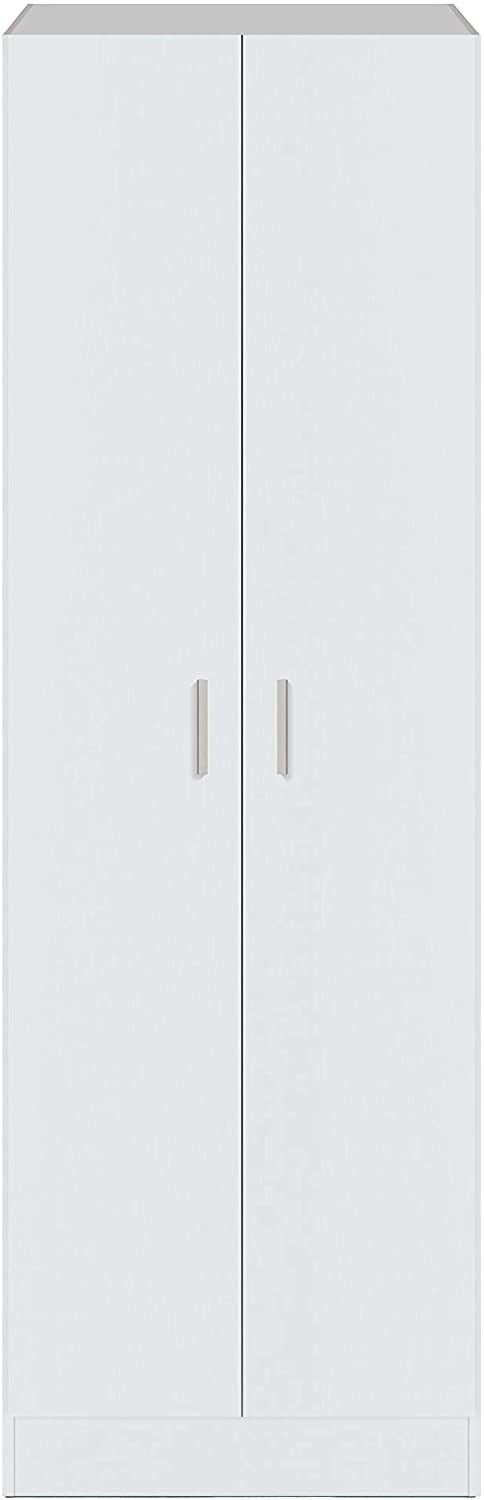 Armoire polyvalente À Colonne avec 2 Portes et 7 Étagères Blanc 59x37x180cm