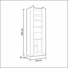 Armoire polyvalente À Colonne avec 2 Portes et 7 Étagères Blanc 59x37x180cm