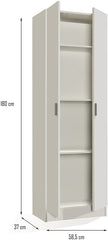 Armoire polyvalente Meuble 2 Portes 4 étagères Blanc en Mélamine 59x37x180cm