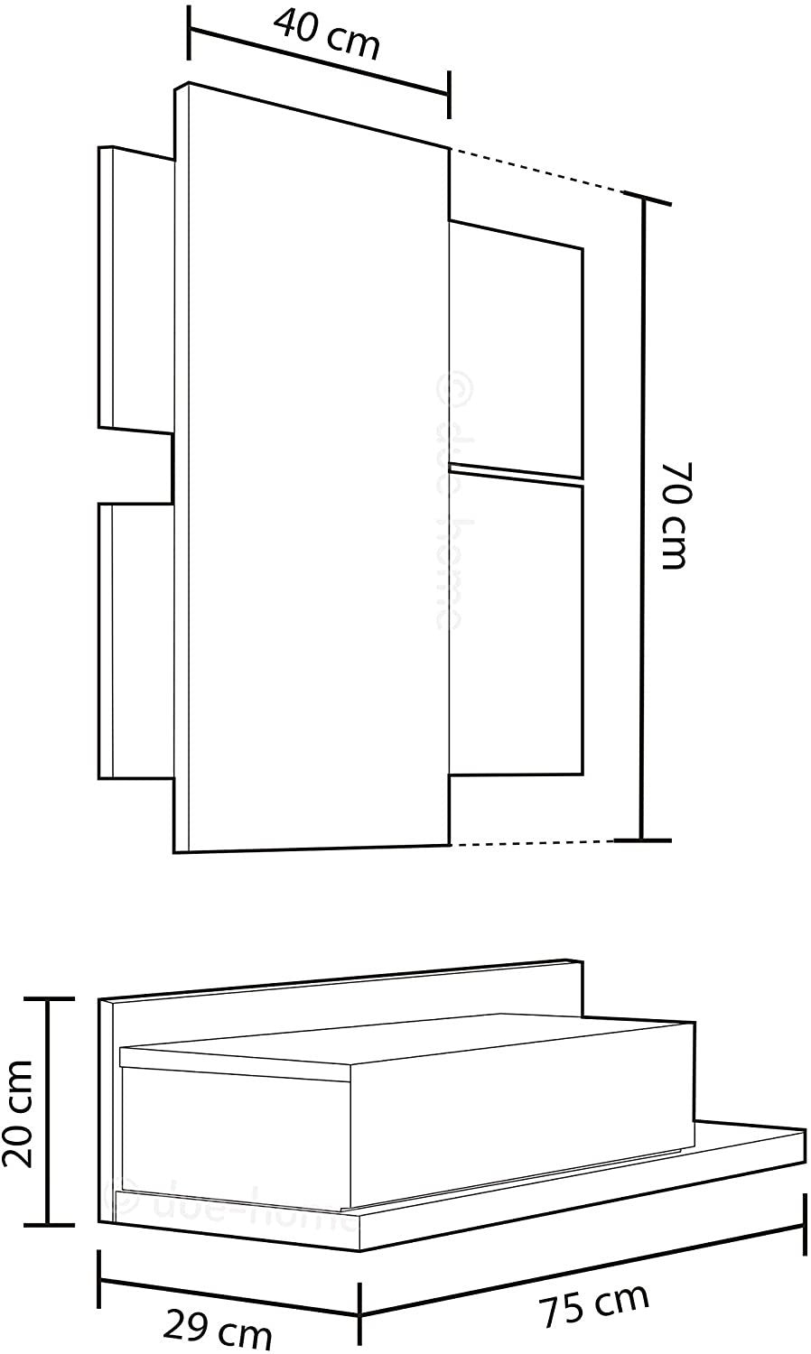 Meuble d’entrée 265797 Tekkan Tiroir et Miroir Design Moderne 75x29x116