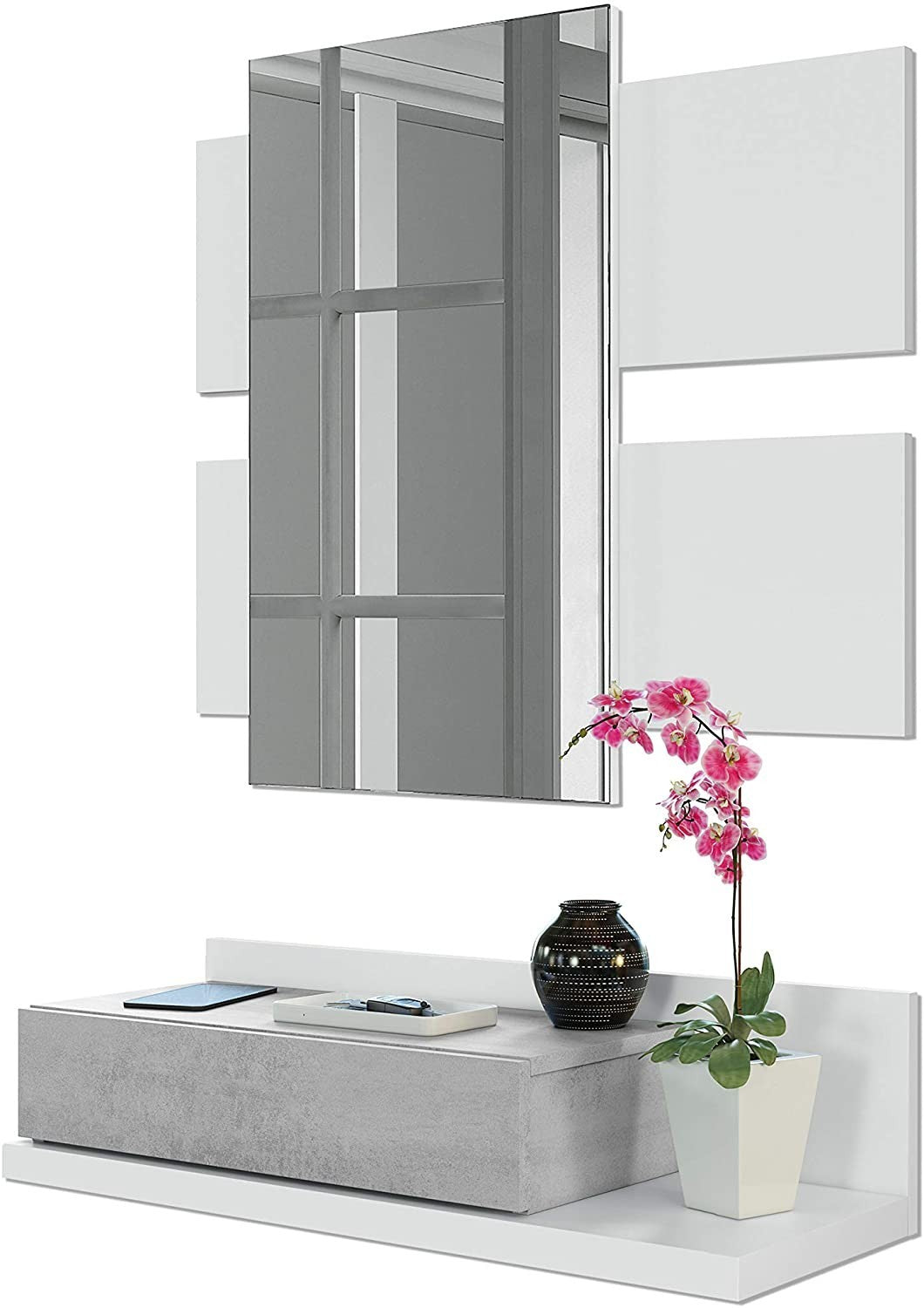 Meuble d’entrée 265797 Tekkan Tiroir et Miroir Design Moderne 75x29x116