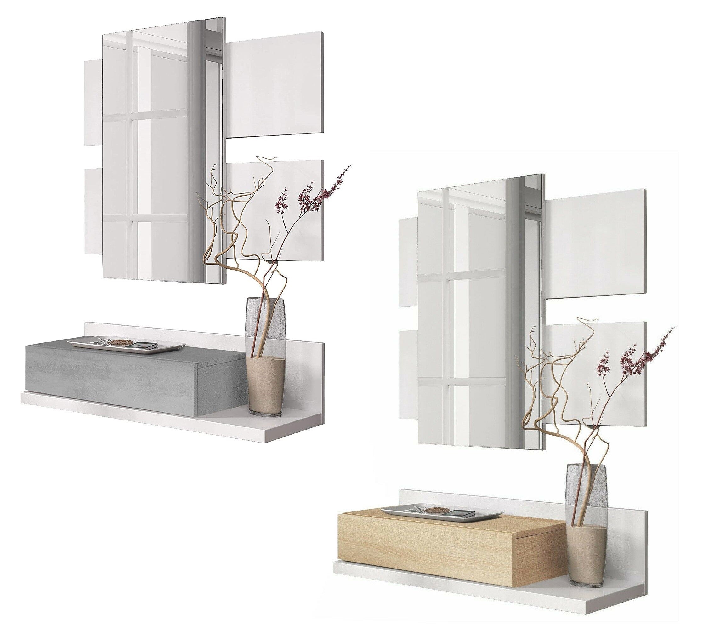 Meuble d’entrée 265797 Tekkan Tiroir et Miroir Design Moderne 75x29x116