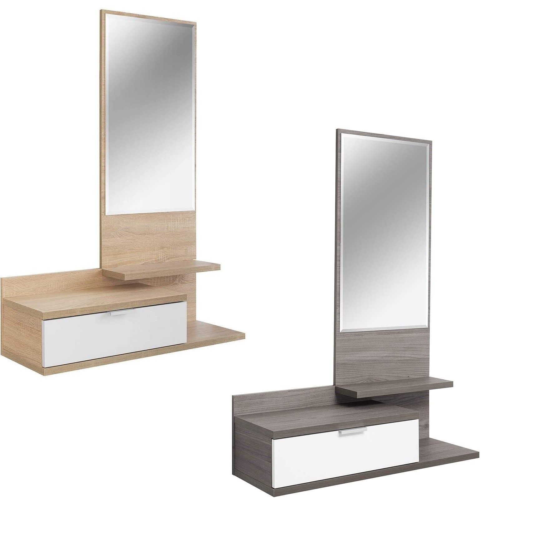 Meuble d’entrée Dahlia avec tiroir et miroir de style moderne 116x81x29 cm