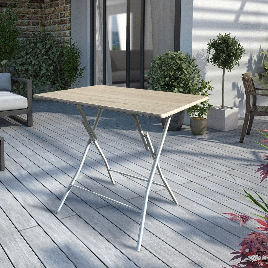 Table pliante En acier peint Bingo 80 et dessus en bois 80x60xH72 cm