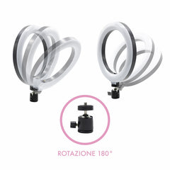 Anneau à selfie LED de 20 cm avec 2 supports pour smartphone 3 modes d'éclairage
