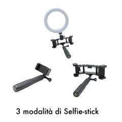 Anneau à selfie LED de 20 cm avec 2 supports pour smartphone 3 modes d'éclairage