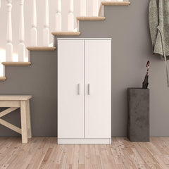 Étagère à Chaussures mobile Armoire 2 Portes 7 Étagères en bois blanc 108x55x36