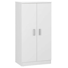 Étagère à Chaussures mobile Armoire 2 Portes 7 Étagères en bois blanc 108x55x36
