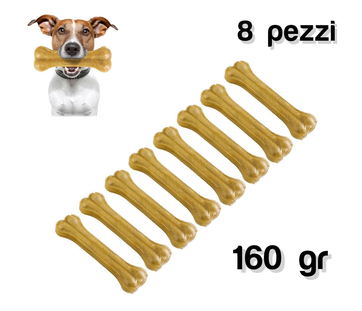 Lot de 8 os pour chien - 100% peau de porc délicieux snacks - pour les animaux