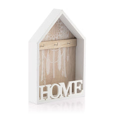 Boîte porte-clés 144305 en bois blanc 20 x 5 x 30 cm avec 3 crochets