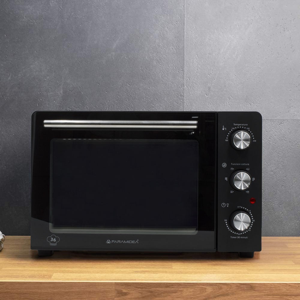 Four électrique ventilé 36L puissance 1500W avec plaque à pâtisserie incluse