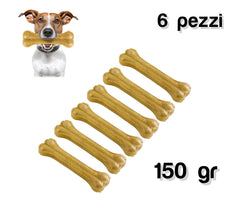 6 Friandises pour chien en forme d’os 100% peau de porc anti-stress 150 gr