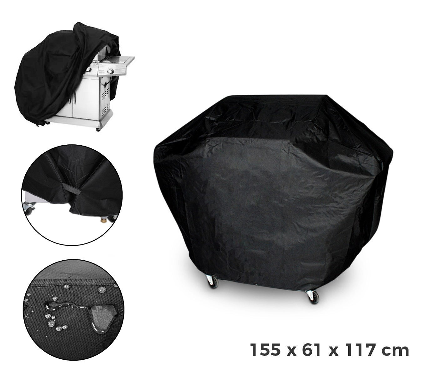 4216 Housse de protection pour barbecue tissu imperméable 155 x 61 x 117 cm