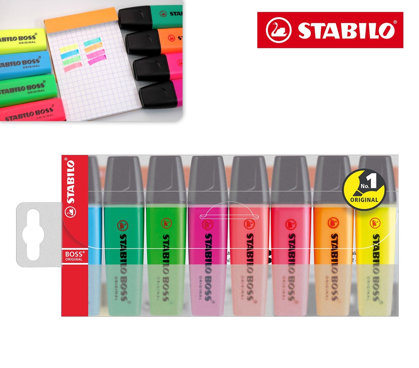 70/8 Pochette 8 surligneurs Boss STABILO pointe 2 - 5 mm couleurs assorties
