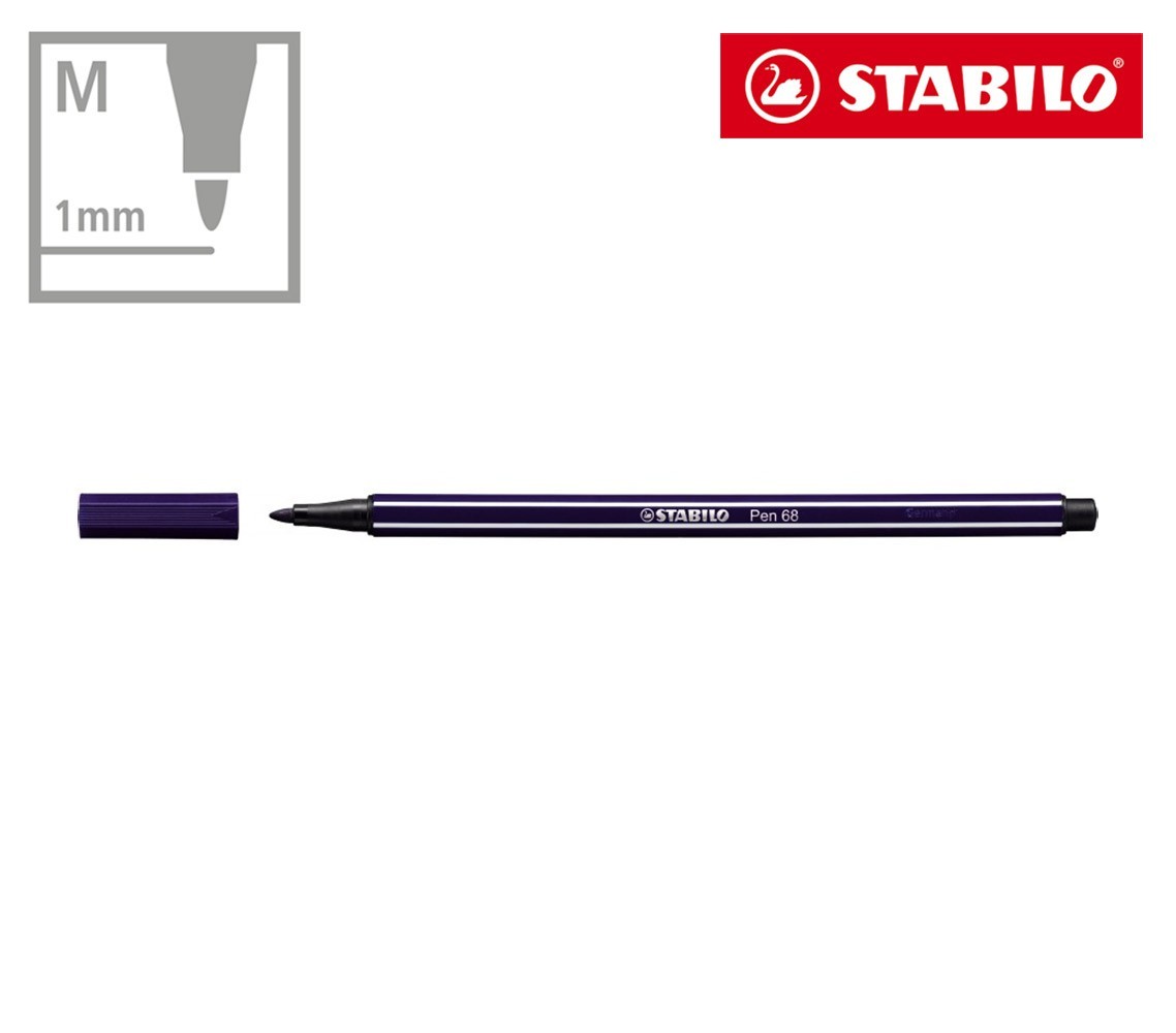 6850-6 Boîte métal de 50 feutres Stabilo Pen 68 trait 1 mm couleurs assorties