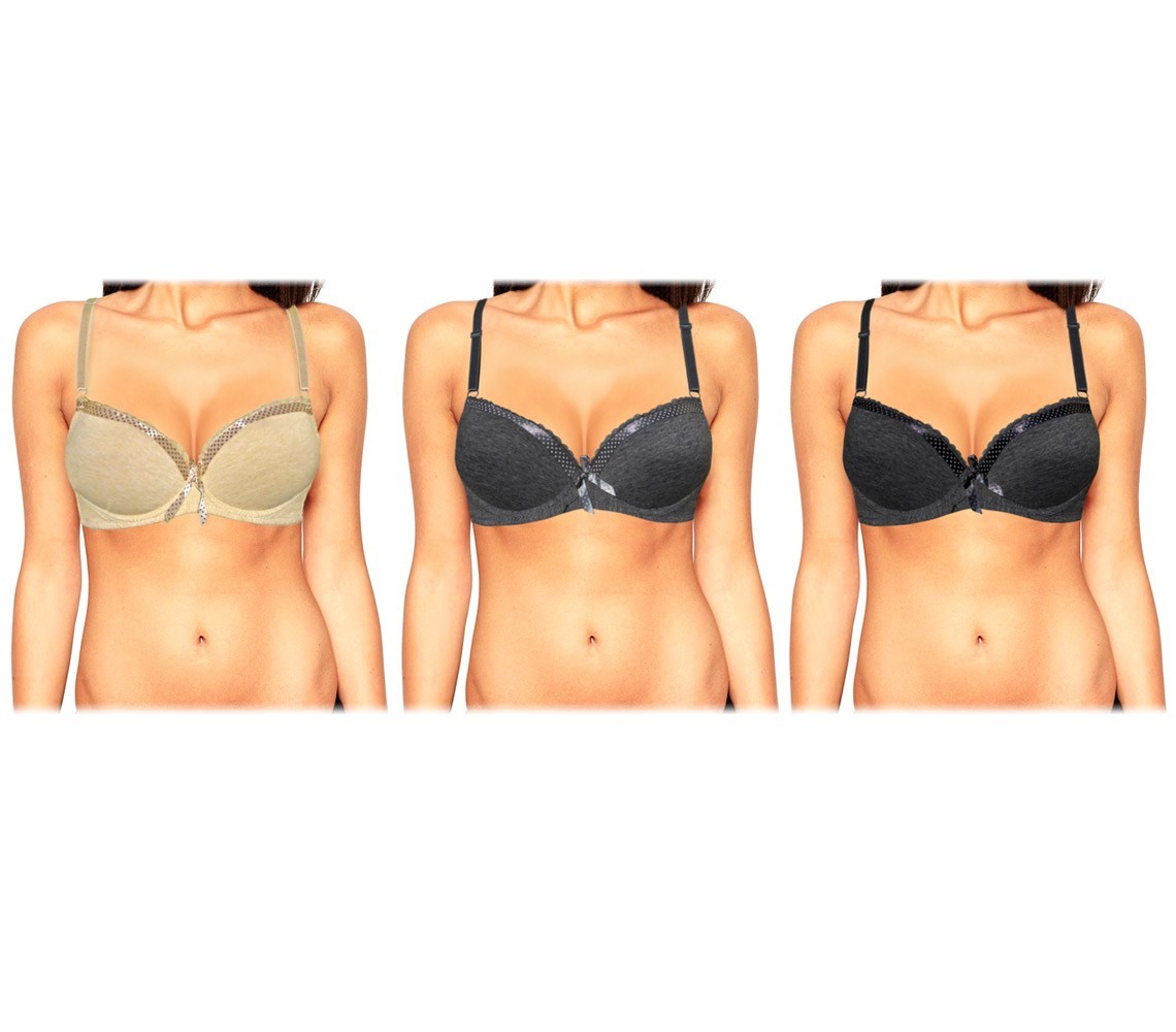 B436 Set de 3 soutien-gorge KALIKA ruban à pois bretelles ajustables