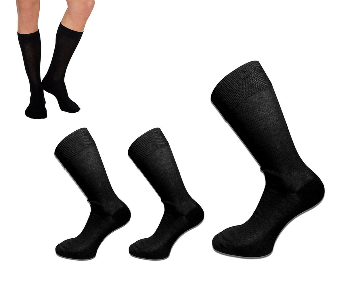 Pack de 6 ou 12 paires de chaussettes en fil d'Ecosse Noire pour hommes